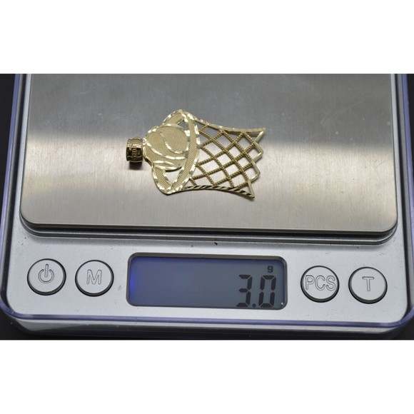 Real 10k Solid Yellow Gold Basket Ball Sports Charm Pendant 3.0 gr 40.9 mm - Picture 4 of 6